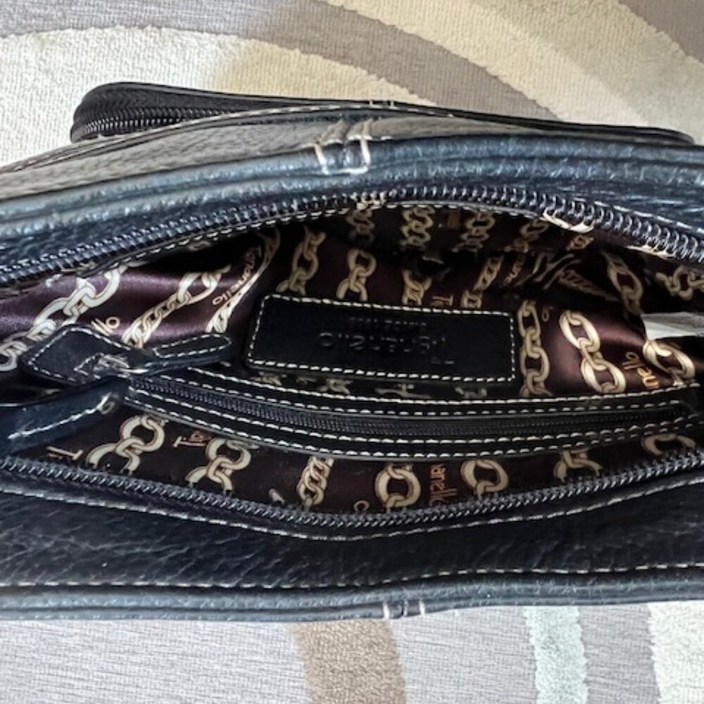 VINTAGE Tignanello Lined Leather Crossbody Black Bag - Picture 8 of 15
